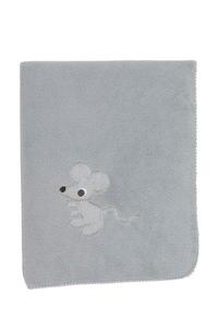 Foto toont Pericles deken teddy grey 100*150cm ​34€ op de pagina deken voor bed van de website Baby Outlet Entrepot-be.be